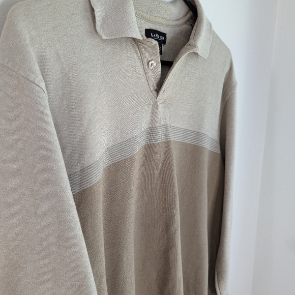 Early 2000s Grunge Cropped Polo Neck Color Blocked Beige Sweater - Picture 4 of 8